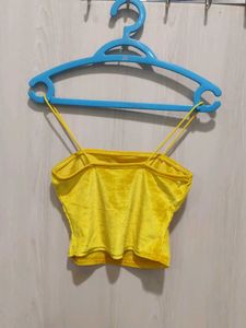 Yellow Velvet Cami Crop Top