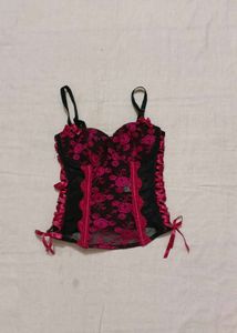 Black & Pink Lace Corset
