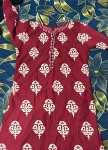 Maroon Printed Kurta