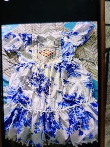 Chic Blue Floral Print Kurta
