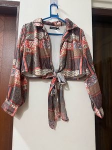 Printed Wrap Crop Top