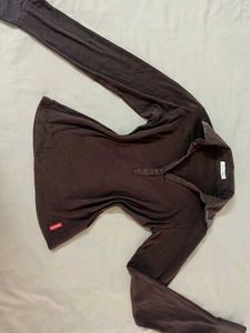 Brown Collared Long Sleeve Top