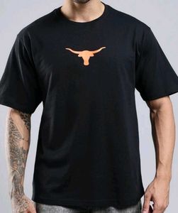 the Rock Round Neck Cotton Blend Black T-Shirt