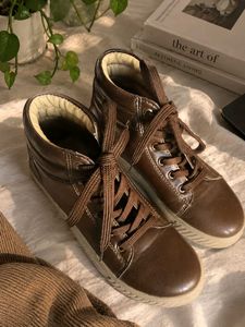 Men's Casual Brown Leather Sneakers