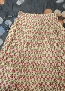 Cream Floral Print Ethnic Skirt
