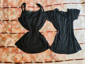 Lace Camisole &amp; Black Top Set