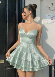 Satin Tiered Mini Dress