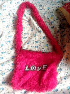 Red Furry Sling Bag