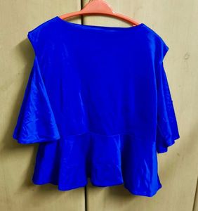 Blue Cold Shoulder Top