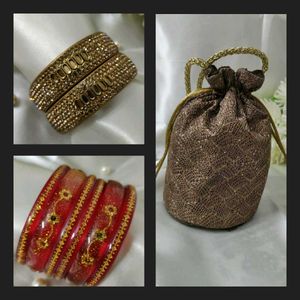2 Set of Bangles✨ With Free Potli😊🌸