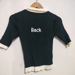 Preppy Chic Knit Polo Top