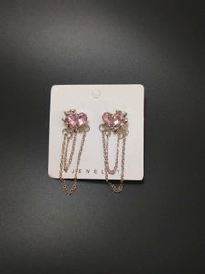 Cute Pink Drop Chain Earrings