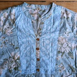 Mint Blue Floral Kurta