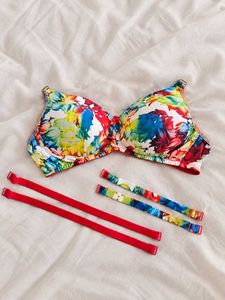 Colorful Floral Bra with Straps