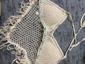 Boho Crochet Bikini Top with Embellishments