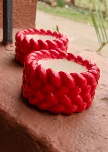 Decorative Red Braided Candles