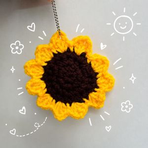 Handmade Crochet Sunflower Keychain