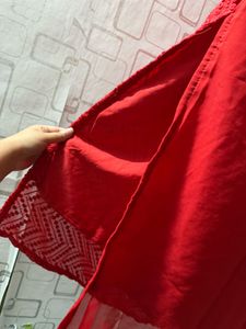 Stunning Red Sequined Kurta Set with Dupatta
