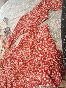 Sassafras open waist red maxi dress