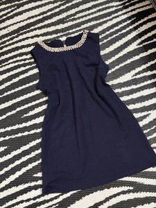 Elegant Navy Blue Embellished Dress