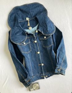 Stylish Denim Jacket with Large Collar