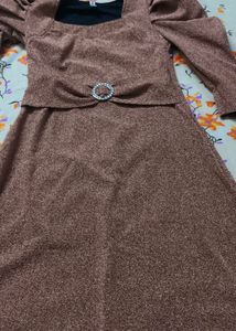 Sparkly Rose Gold Square Neck Dress