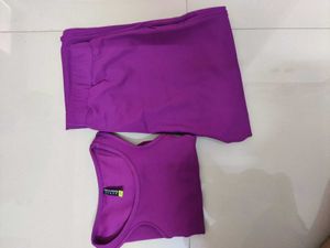 Purple Crop Top &amp; Flared Pants Set