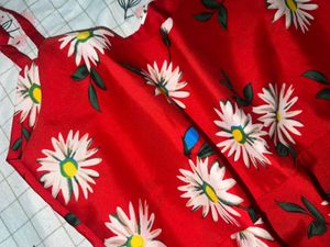 Red Daisy Print Mini Dress