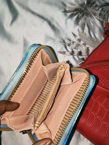 Stylish Red Shoulder Bag &amp; Wallet