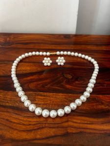 Pearl Necklace &amp; Stud Earrings Set