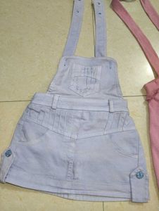 Cute Denim &amp; Pink Overalls Skirts