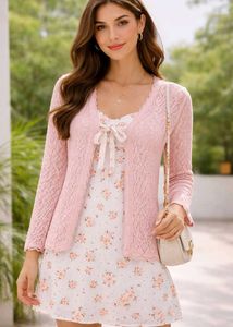 Pink Knit Tie-Front Cardigan