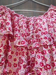 Floral Ruffle Back-Tie Crop Top