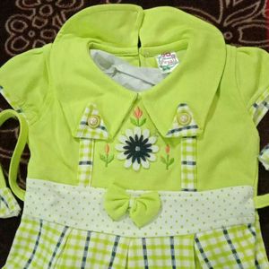 Cute Green Baby Dress with Matching Bag