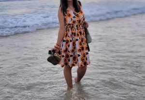 Sunflower Print Crisscross Back Skater Dress