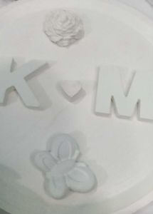 White Decorative Plate Initials K &amp; M