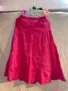 Vibrant Pink Tiered Midi Skirt