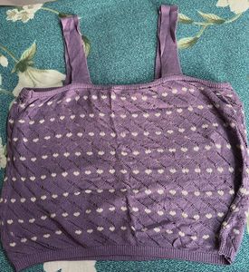 Westside: Lavender Heart Print Knit Crop Top