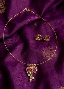 Handmade Elegant Lotus Necklace & Earring Set