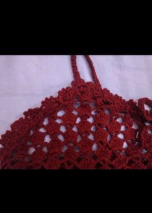 🐞Cute Boho Maroon Crochet Tank Top🍒