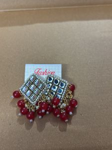 Red Beaded Dangle Earrings combo
