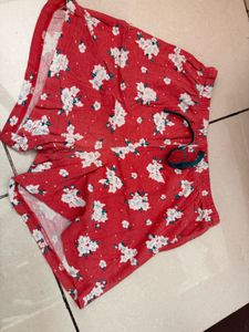 Red Floral Pajama Shorts