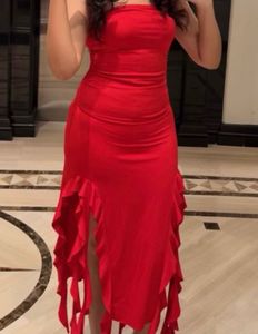 Stunning Red Ruffled Bodycon Dress