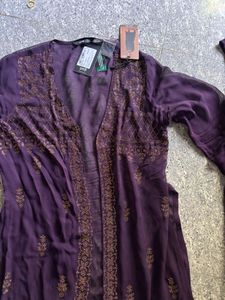 Elegant Embroidered Purple Kurta Set