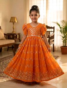 wedding Sequin Orange gown 5 to7 age with matching