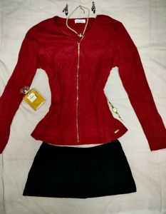 Authentic CK cherry red zip up cardigan