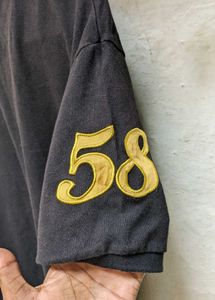 Black Polo Shirt with Dog Embroidery