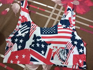 American Flag Print Sports Bra