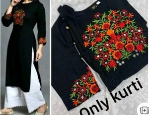 Embroidered Black Kurta with Mirror Work