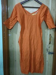Orange Embroidered Kurti